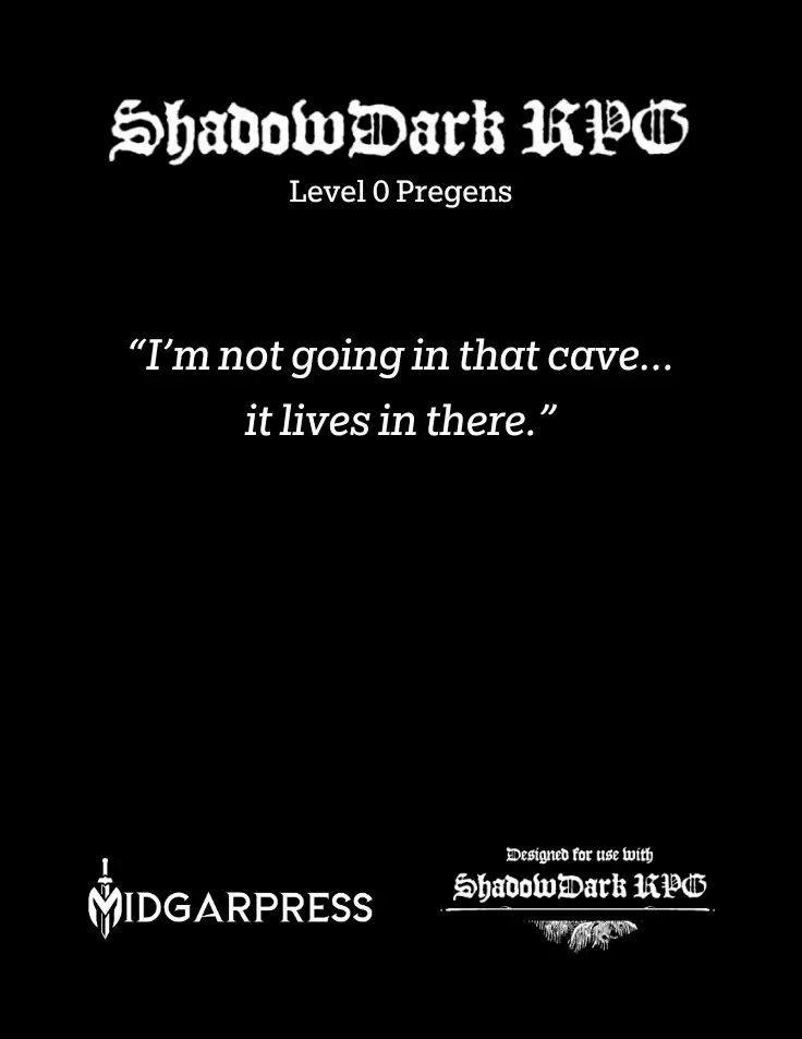 Shadowdark Pregens: Level 0 cover
